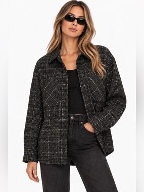 154.NWT 226$ Method Black and White Plaid Shirt